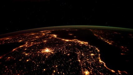 Wall Mural - flight over the earth's surface, made from a space station. 3d rendering