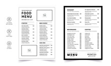 Restaurant Food Menu Design Template. Restaurant Fast Food Cafe Menu Template Flyer Design Vector Illustration. Healthy Meal, Restaurant Menu Template