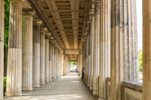 Doric Columns In The Colonnade Courtyard Outside The Alte Nationalgalerie On Museum Island In Berlin