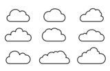 Fototapeta  - Set of vector clouds outline set illustration.