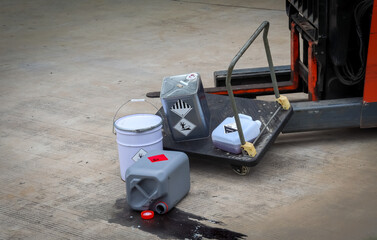 Sticker - Chemicals from industry or laboratory  leak on the floor and damage the environment