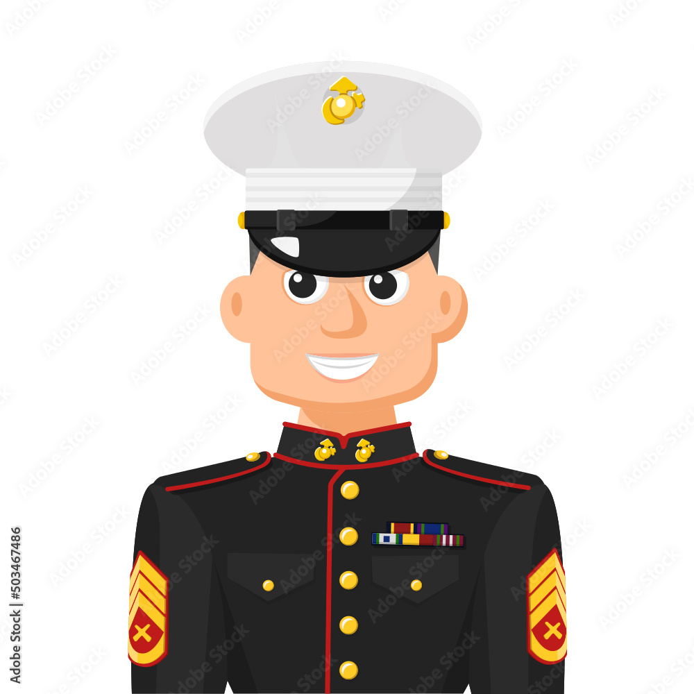 Sergeant Vector US marine sergeant in simple flat vector. personal profile icon or ...