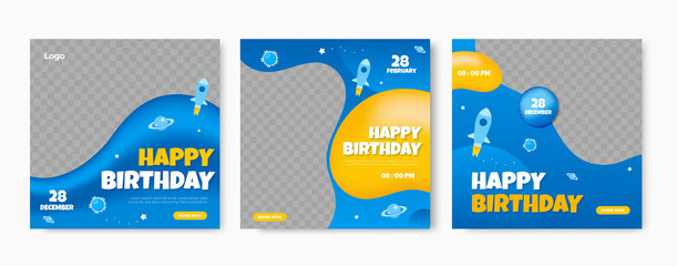 Gradient style happy birthday social media post