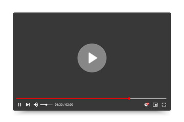 Leinwandbilder - Video player interface isolated on white background. Multimedia frame template. Mockup live stream window, player. Online broadcasting. Social media concept. Vector illustration. EPS 10