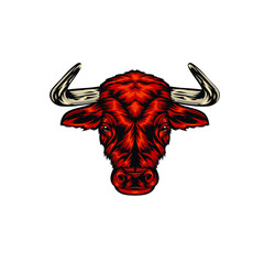 Poster - Vector design of a red head bull on a white background