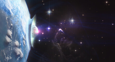 Wall Mural - catastrophe on a planetary scale. fall of the tunguska meteorite to the ground. elements of this ima