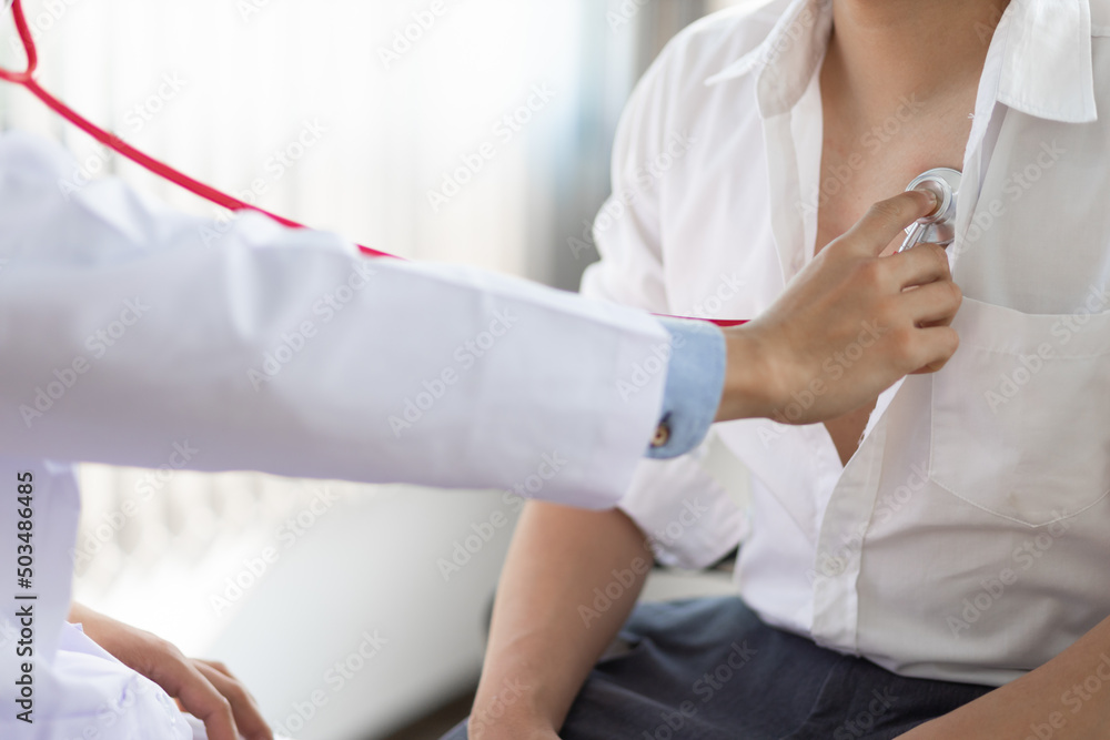 Health care concept medical and diagnosis. Close up doctor using ...