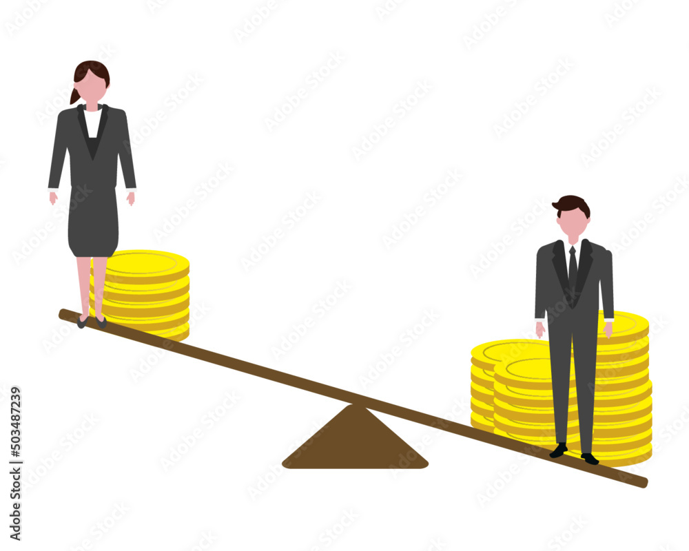 男女の格差 天秤で比較 所得格差 不平等 お金とコイン スーツ ベクターイラスト Stock Vector | Adobe Stock