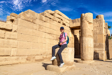 Woman at Karnak temple in Luxor, Egypt