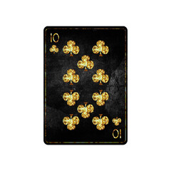 Wall Mural - Ten of Clubs, grunge card isolated on white background. Playing cards. Design element.