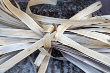 Several Strips Of Chestnut Wood Tied Together Are Used To Make Baskets