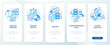 © bsd studio - Balanced budget requirements blue onboarding mobile app screen. Walkthrough 5 steps graphic instructions pages with linear concepts. UI, UX, GUI template. Myriad Pro-Bold, Regular fonts used