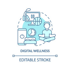 Wall Mural - digital wellness turquoise concept icon. life and social media. mental health trend abstract idea th