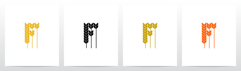 Wall Mural - Wheat Stems Forming Letter Logo Design F