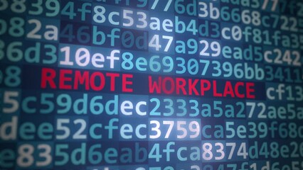 REMOTE WORKPLACE text and program code on the computer screen