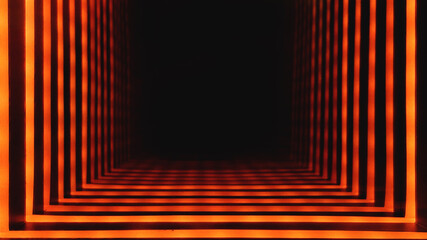 Wall Mural - orange neon light tunnel background