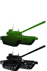 Wall Mural - A modern Russian tank of the third generation T-14 Armata. Two options - in color and monochrome - black.