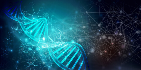 3d render of dna structure, abstract background