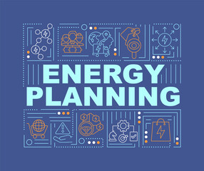 Wall Mural - focus on energy strategy word concepts dark blue banner. sustainability plan. infographics with icon