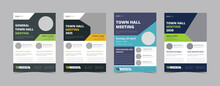 Town Hall Meeting Flyer Design Template Bundle. Town Hall Meeting Conference Poster Leaflet Design. Flyer Design 4 In 1 Template Bundle