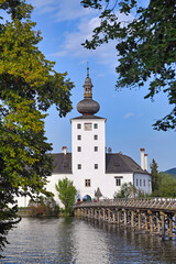 Canvas Print - Castle Schloss Ort Orth on lake Traunsee in Gmunden