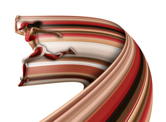 Wall Mural - Sporty young woman running. Pixel stretch effect