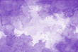 Hand painted watercolor background. Blotches of purple paint with watercolor paper texture grunge. Abstract puffy clouds or sky