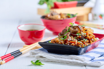 Wall Mural - Vegetables with meat in sweet and sour sauce.