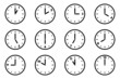 © Formatoriginal - Set of analog clock icon for every hour. 12 hour clock