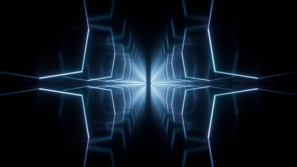 Wall Mural - Loop animation in glowing neon lines tunnel, 3d rendering.