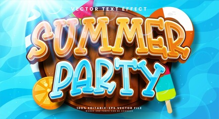 Wall Mural - Summer party editable text effect suitable to celebrate the summer event.