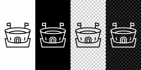 Set line Baseball arena icon isolated on black and white, transparent background. Baseball field. Vector