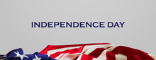 Independence Day Banner With American Flag And White Background.