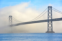 Fog surrounding the Oakland Bay Bridge in San Francisco, California