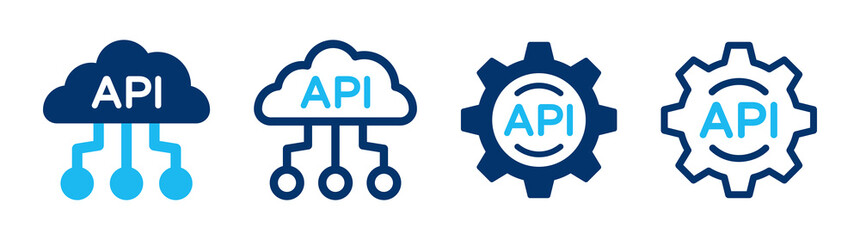 Wall Mural - Cloud API icon set. Application Programming Interface banner vector illustration. Software development concept.