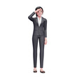 © Dekasena - woman with work suit looking far away, 3D render business woman character illustration