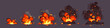 © klyaksun - Explosion of bomb, rocket hit. Vector animation sprite sheet of burst with fire and black smoke clouds. Cartoon set of blast effect from dynamite, bomb or atomic weapon isolated on background