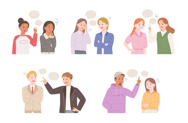 Wall Mural - people are getting angry while talking. flat design style vector illustration.