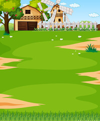 Poster - Farm scene landscape with barn