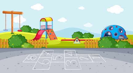 Canvas Print - Hopscotch on playground background