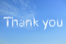 Text THANK YOU Made Of Clouds In Blue Sky
