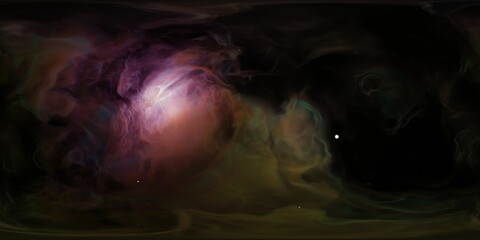 Wall Mural - 8k 360 degree panorama of a colourful glowing nebula with stars, dust and gas (3d space environment 