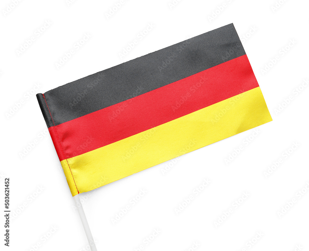 National flag of Germany on white background, closeup