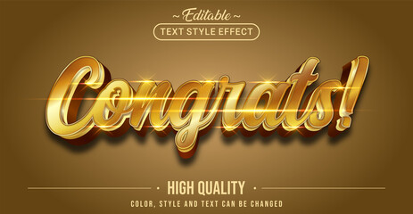 Fototapete - Editable text style effect - Congrats! text style theme.