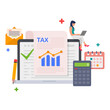 © Graphic Mall - Online filling tax form payment. Calendar show tax payment date. Accounting and financial management concept illustration.