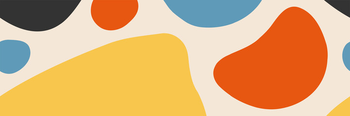 Minimalist retro banner template with abstract organic shapes