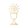 golden chalice and host, Holy Communion icon- vector illustration