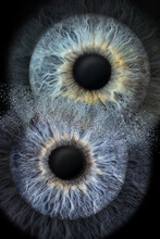 Photo Of Two Eyes Taken In Macro Mode, Different Persons, Same Color And Simulating Collision