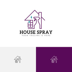 Clean Spray House Cleaning Service Line Style Logo