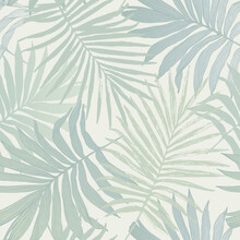 Abstract Tropical Foliage Background In Pastel Green Blue Colors